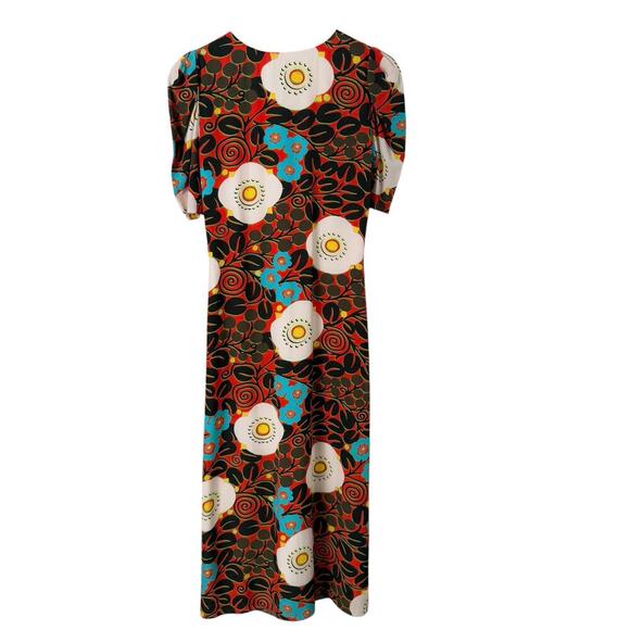 NWT‎ Rhode Maci Floral Print Midi Dress Orange Black Cream Blue, Size 0 - Picture 11 of 13